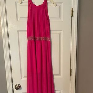 Hot Pink Halter Neck Maxi Formal Dress Size L